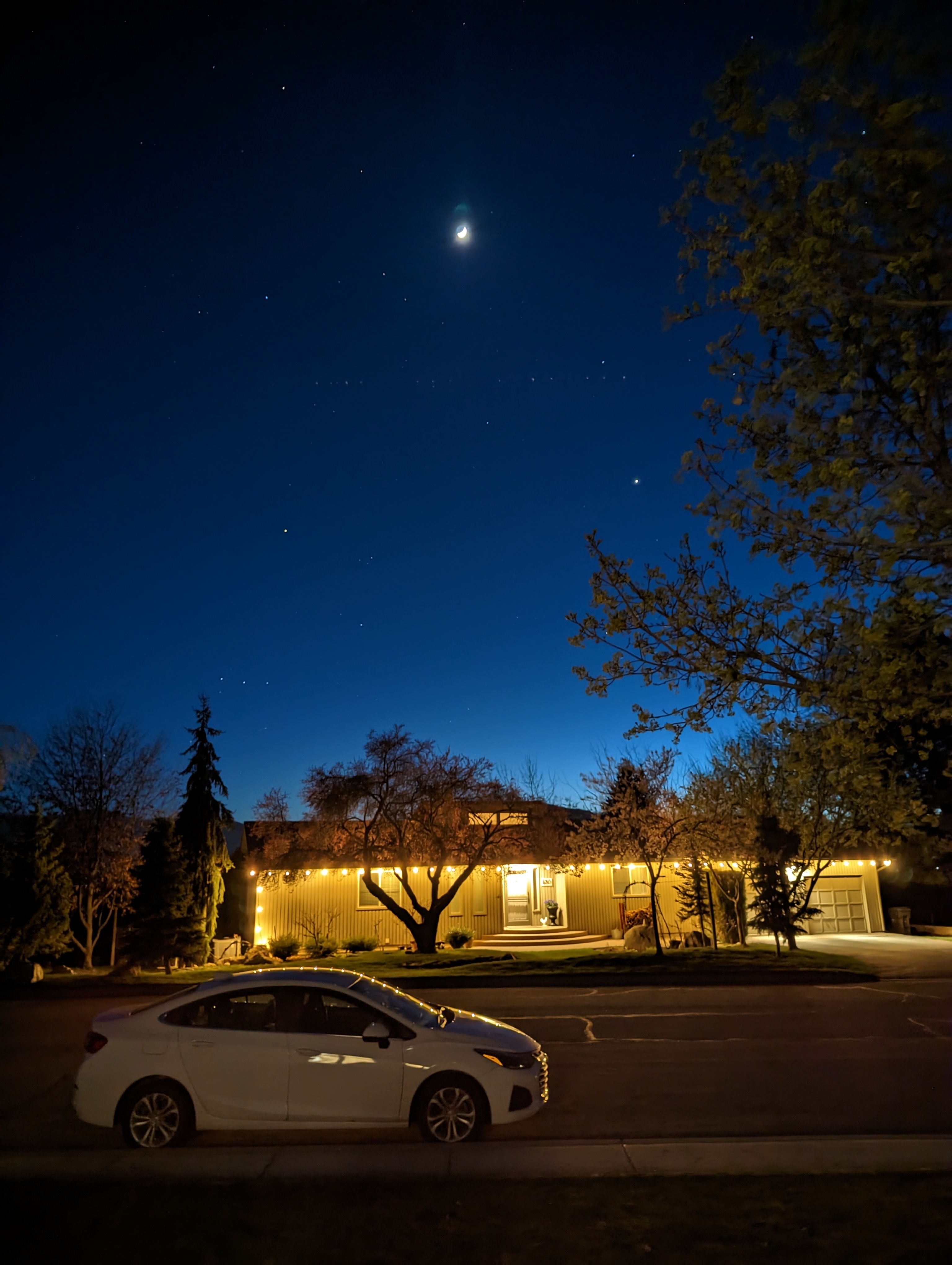 Photo of night sky with house